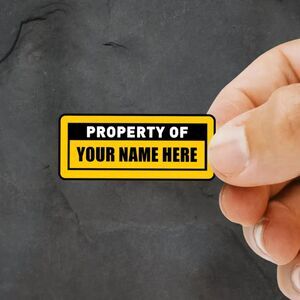 25 Custom 3" Property Of Stickers  Personalized Name Decals  Sports Style Labels
